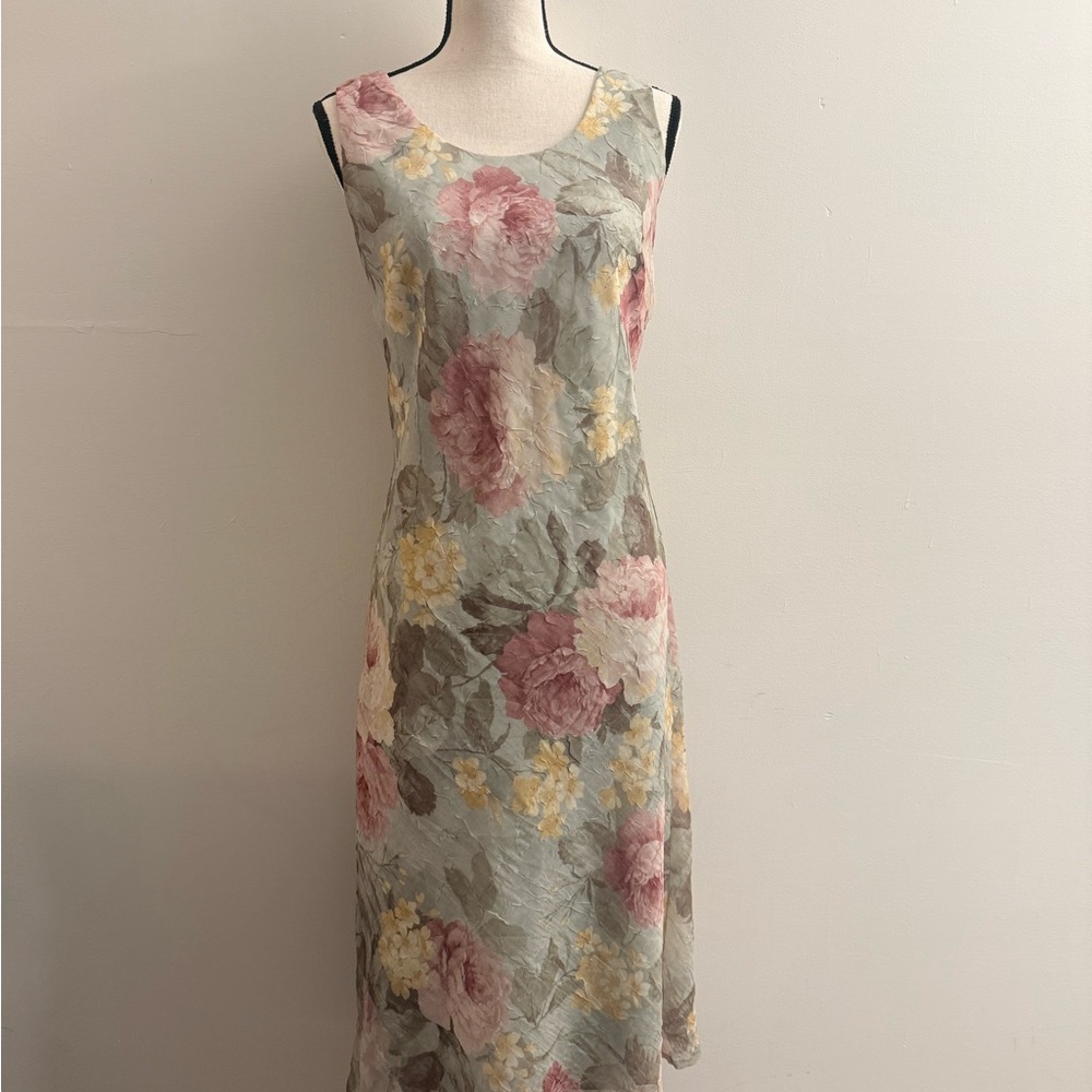 Romantic Vintage K. Petite Romantic Floral Midi Dress Women’s Size 12P - Picture 2 of 5